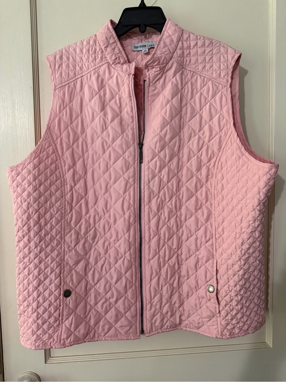 Southern Lady Light Pink Quilted Zip-Front Vest